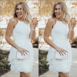 Bhldn white feathered dress NWT size 8